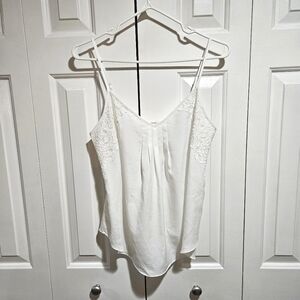 Aritzia Talula White Cami Tank with Lace Detailing Size Medium